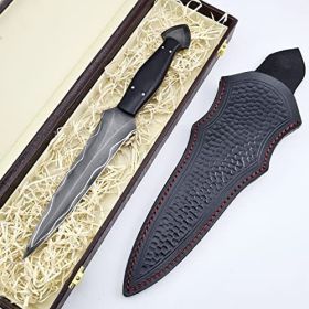 Vetus Dagger Knife with Sheath - Fixed Blade Martial Arts Knife - Dual Edge Blade For Outdoors;  Tactical;  Survival and EDC Double Egde Knife