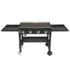 Foldable 4-Burner Flat Top Gas Griddle Cooking Station, Propane Fuelled Griddle Station with Side Shelves for Outdoor Barbecue Backyard Cookout