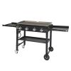 Foldable 4-Burner Flat Top Gas Griddle Cooking Station, Propane Fuelled Griddle Station with Side Shelves for Outdoor Barbecue Backyard Cookout