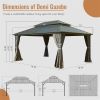 12' X 16' Hardtop Gazebo, Aluminum Metal Gazebo with Galvanized Steel Double Roof Canopy, Curtain and Netting, Permanent Gazebo Pavilion for Patio, Ba