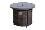 Living Source International 25" H x 32" W Aluminum Outdoor Fire Pit Table with Lid(Espresso)