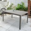 6 Person Outdoor Dining Table;  Patio Rectangle Aluminum Table;  Gray