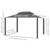 10' x 12' Hardtop Gazebo Canopy with Galvanized Steel Double Roof, Aluminum Frame, Permanent Pavilion Outdoor Gazebo with Netting and Curtains for Pat