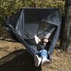 Nylon Mosquito Hammock with Attached Bug Net, 1 Person Dark Gray and Black, Size 115"L x 59"W