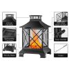 24" Pagoda-Style Steel Wood-Burning Fire Pit with Log Grate and Poker - Black High-Temperature Paint Finish