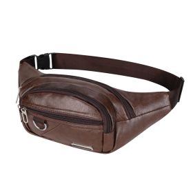 PU Chest Bag Solid Color Lightweight Travel Waist Bag Daily Commuting Large-capacity Messenger Chest Bag (Color: Coffee)