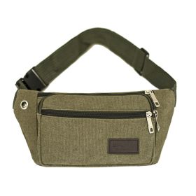 1pc Unisex Multifunctional Canvas Waist Bag Fanny Pack For Outdoor Activities (Color: Army green)