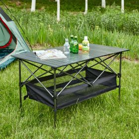 1-piece Folding Outdoor Table with Carrying Bag,Lightweight Aluminum Roll-up Rectangular Table for indoor, Outdoor Camping, Picnics,Beach,Backyard, BB (Color: as Pic)