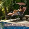 Folding Recliner Lounge Chair with Shade Canopy Cup Holder