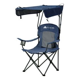 Sand Island Shaded Canopy Camping Chair with Cup Holders (Color: Blue)