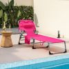 Folding Beach Lounge Chair with Pillow for Outdoor