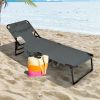 Folding Beach Lounge Chair with Pillow for Outdoor