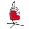 Hanging Folding Egg Chair with Stand Soft Cushion Pillow Swing Hammock