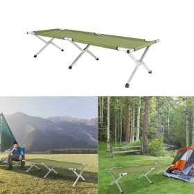 Folding Camping Cot with Carrying Bags Outdoor Travel Hiking Sleeping Chair Bed (Color: Army green)