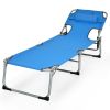 Folding Beach Lounge Chair with Pillow for Outdoor