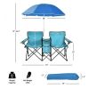 Portable Folding Picnic Double Chair With Umbrella