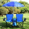 Portable Folding Picnic Double Chair With Umbrella