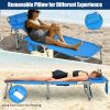 Folding Beach Lounge Chair with Pillow for Outdoor