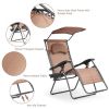 Folding Recliner Lounge Chair with Shade Canopy Cup Holder