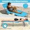 Folding Beach Lounge Chair with Pillow for Outdoor