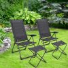 4 Pieces Patio Adjustable Back Folding Dining Chair Ottoman Set