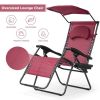 Folding Recliner Lounge Chair with Shade Canopy Cup Holder